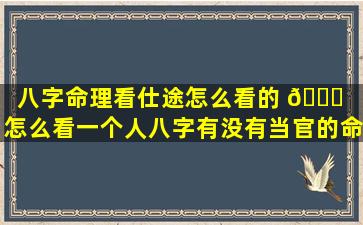 八字命理看仕途怎么看的 🐅 （怎么看一个人八字有没有当官的命）